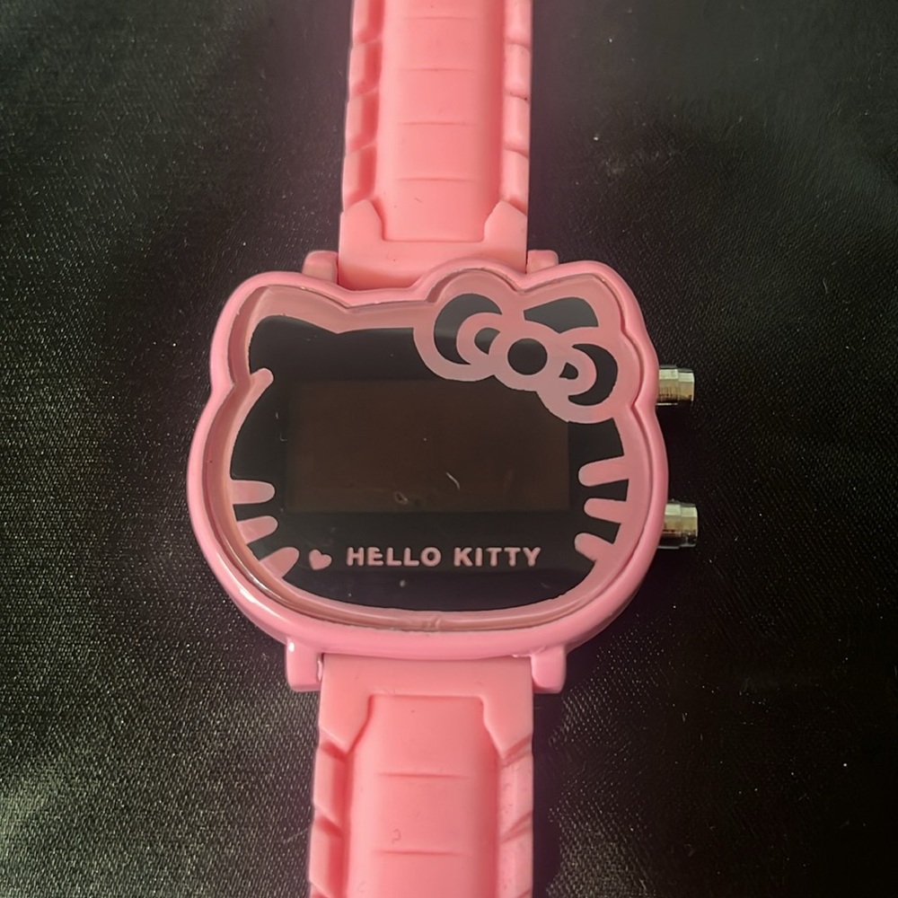 Pink Hello Kitty Face Girl's Watch Silicone Band
